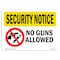 Signmission Safety Sign, OSHA SECURITY NOTICE, 5" Height, 7" Width, No Guns Allowed, Landscape OS-SN-D-57-L-11615 - alternate 1